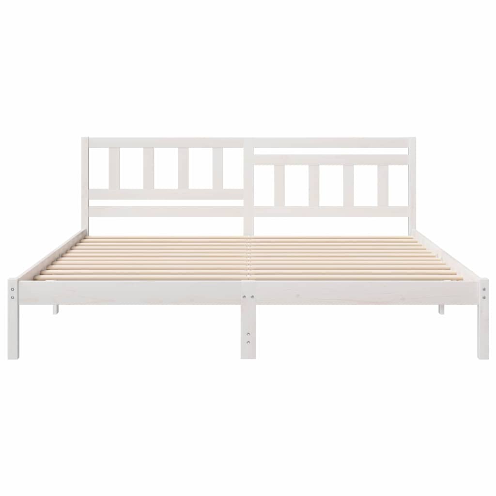 Bed Frame with Headboard White 180 x 200 cm Solid Pine Wood