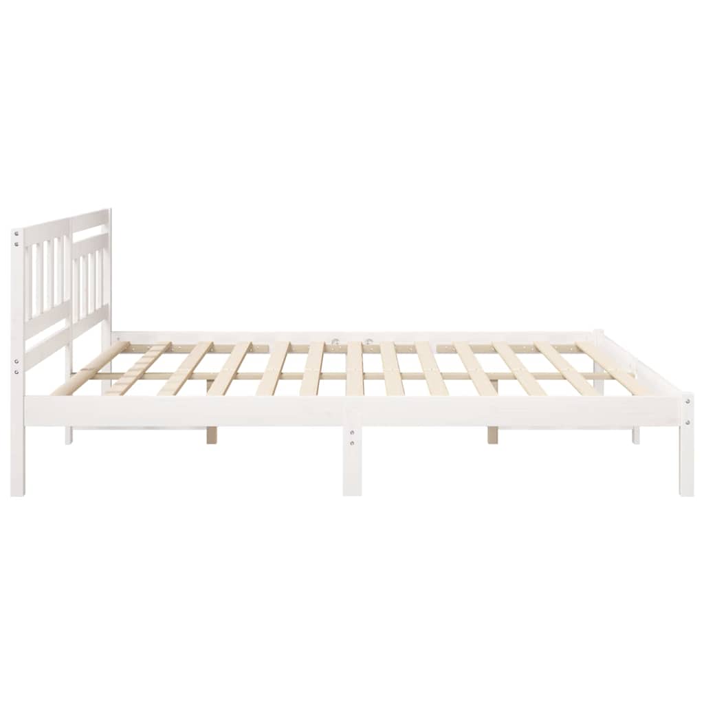 Bed Frame with Headboard White 180 x 200 cm Solid Pine Wood