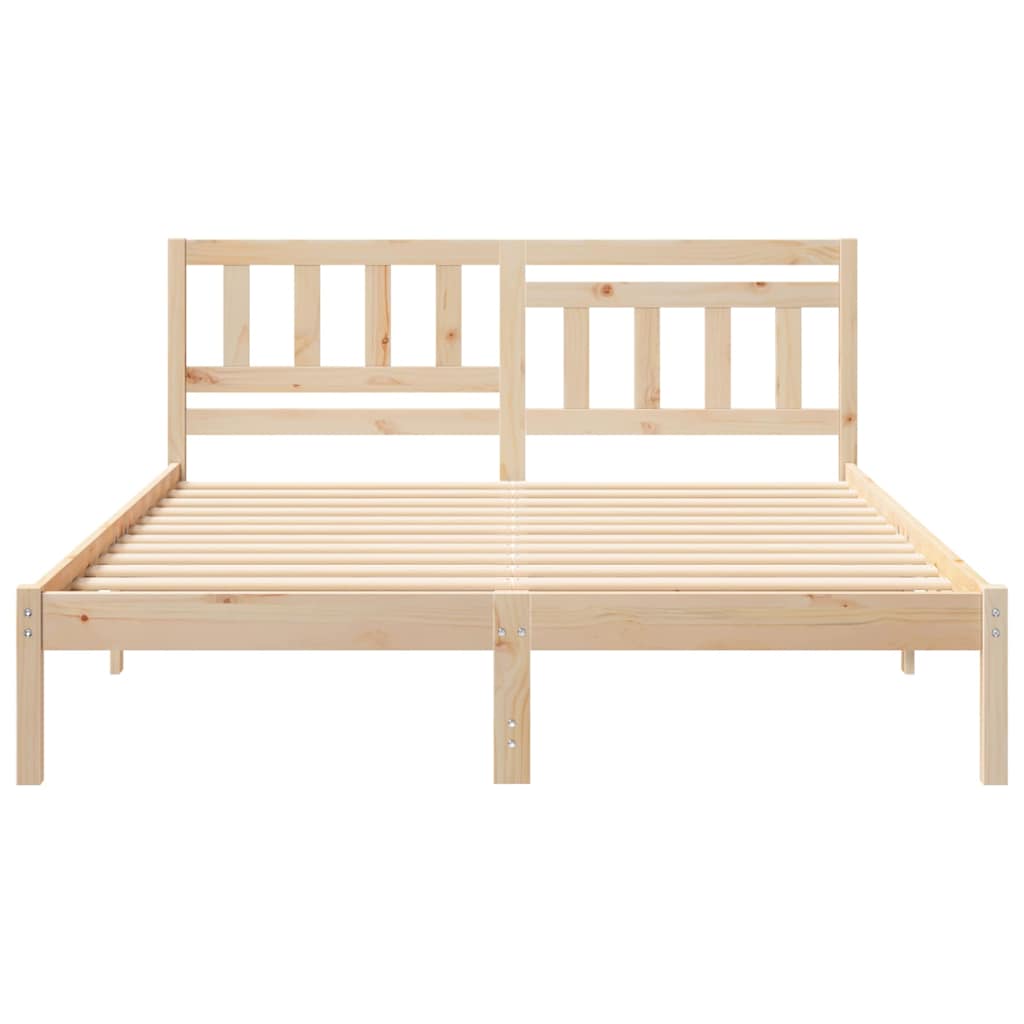 Bed Frame with Headboard Brown 160 x 200 cm Solid Pine Wood