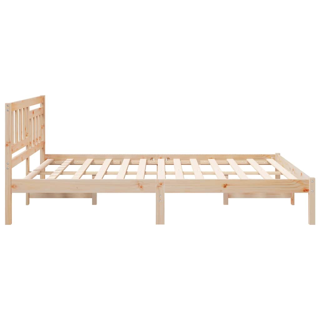 Bed Frame with Headboard Brown 160 x 200 cm Solid Pine Wood