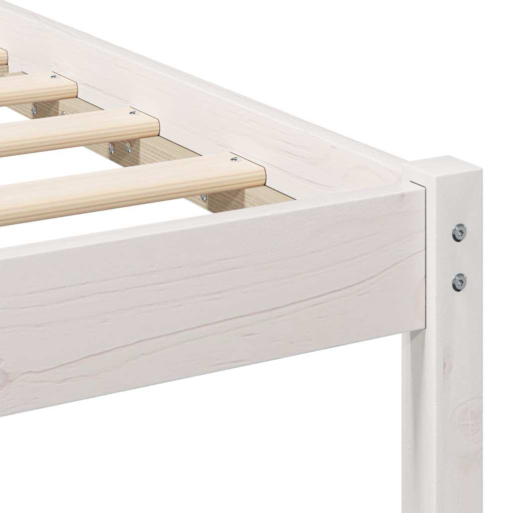 Bed Frame with Headboard White 150 x 200 cm Solid Pine Wood