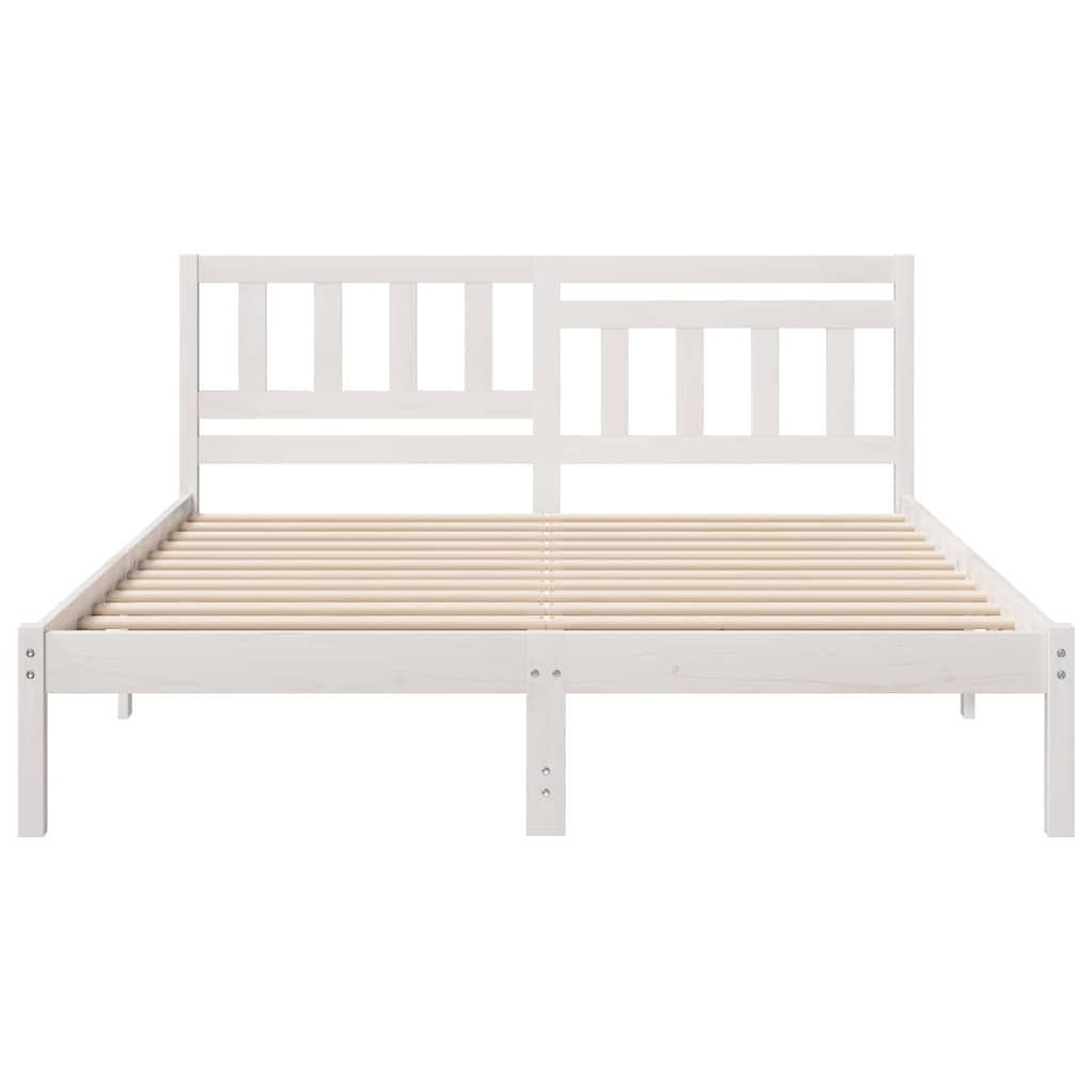 Bed Frame with Headboard White 150 x 200 cm Solid Pine Wood
