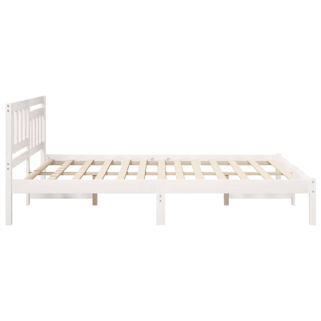 Bed Frame with Headboard White 150 x 200 cm Solid Pine Wood