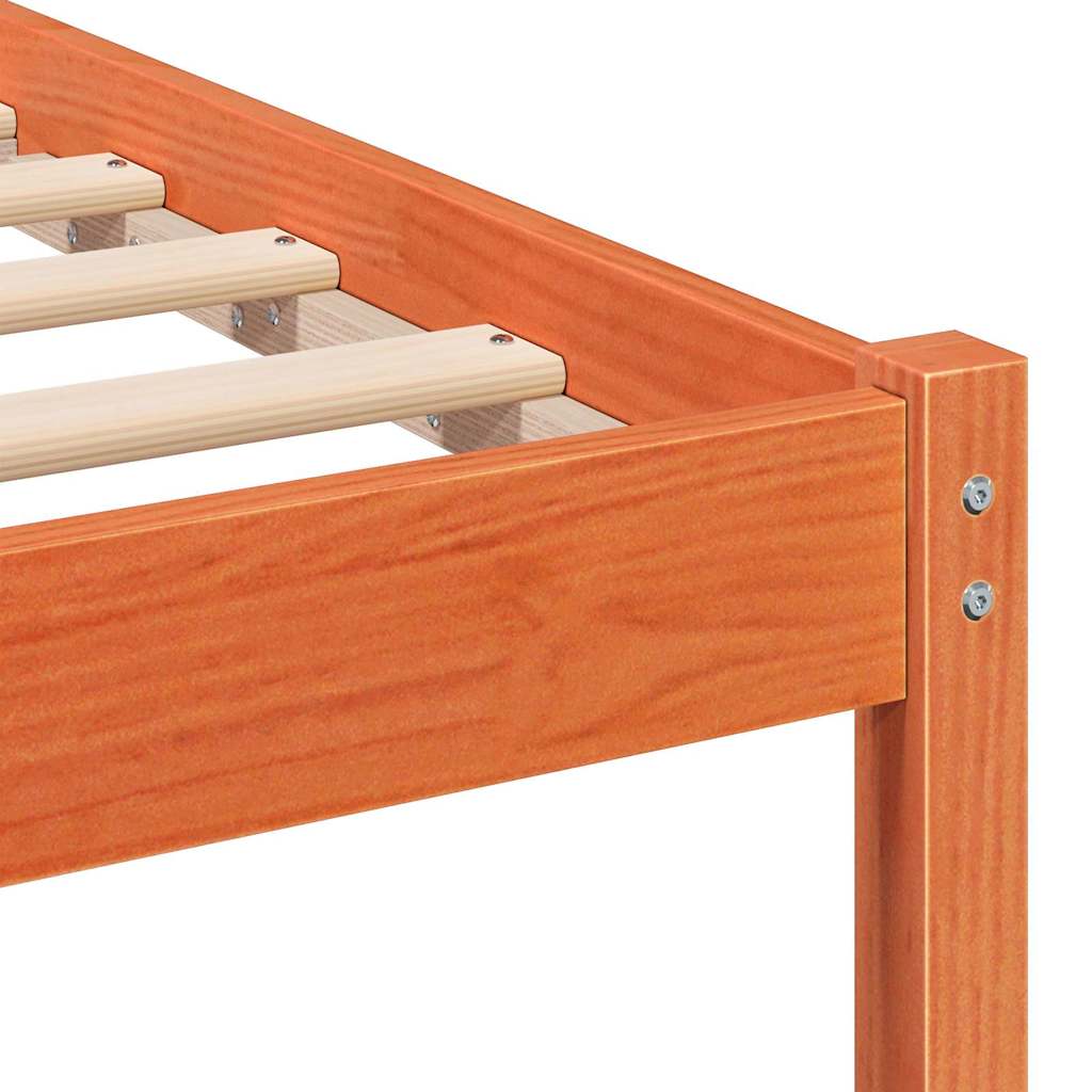 Bed Frame with Headboard Wax Brown 150 x 200 cm Solid Pine Wood