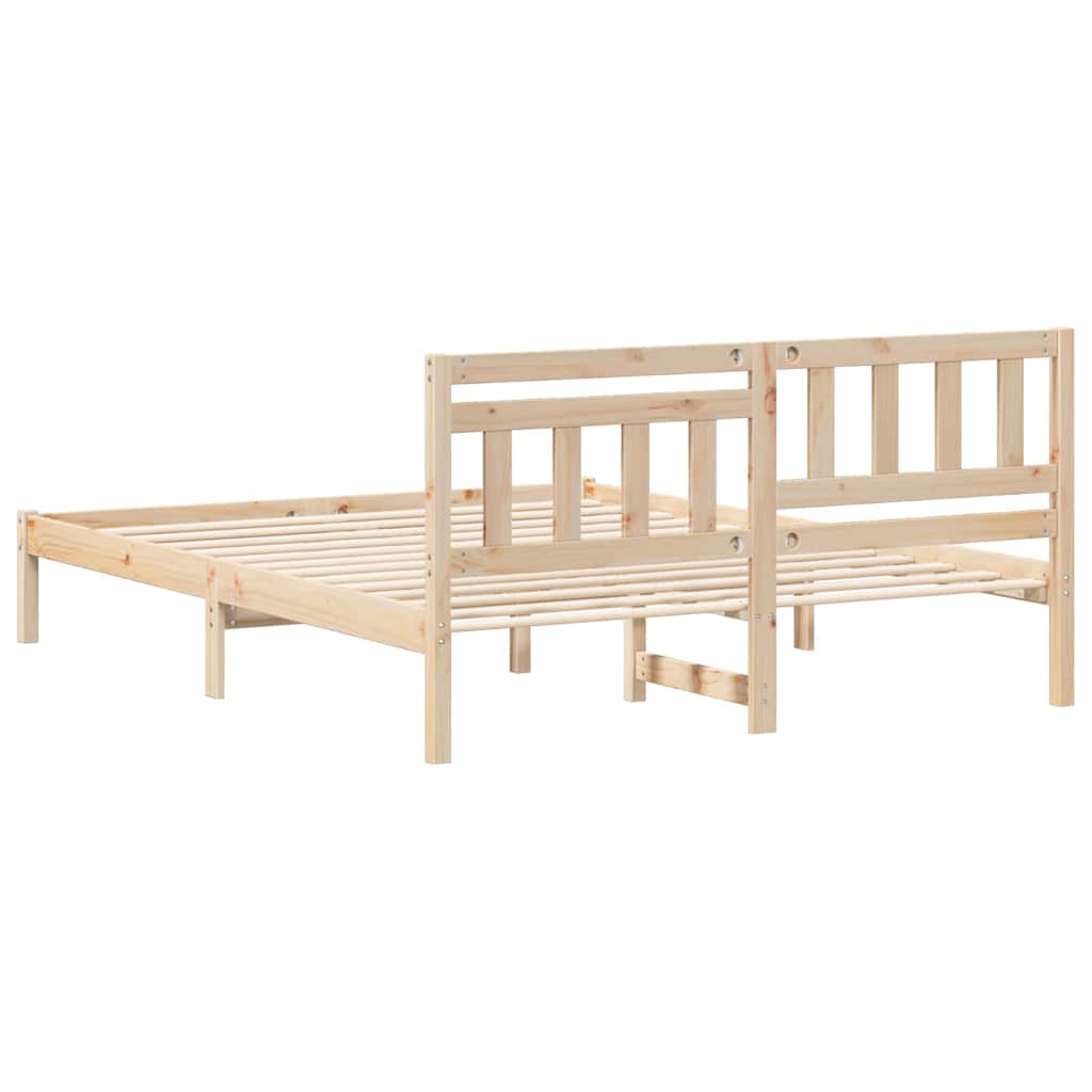 Bed Frame with Headboard Brown 140 x 200 cm Solid Pine Wood