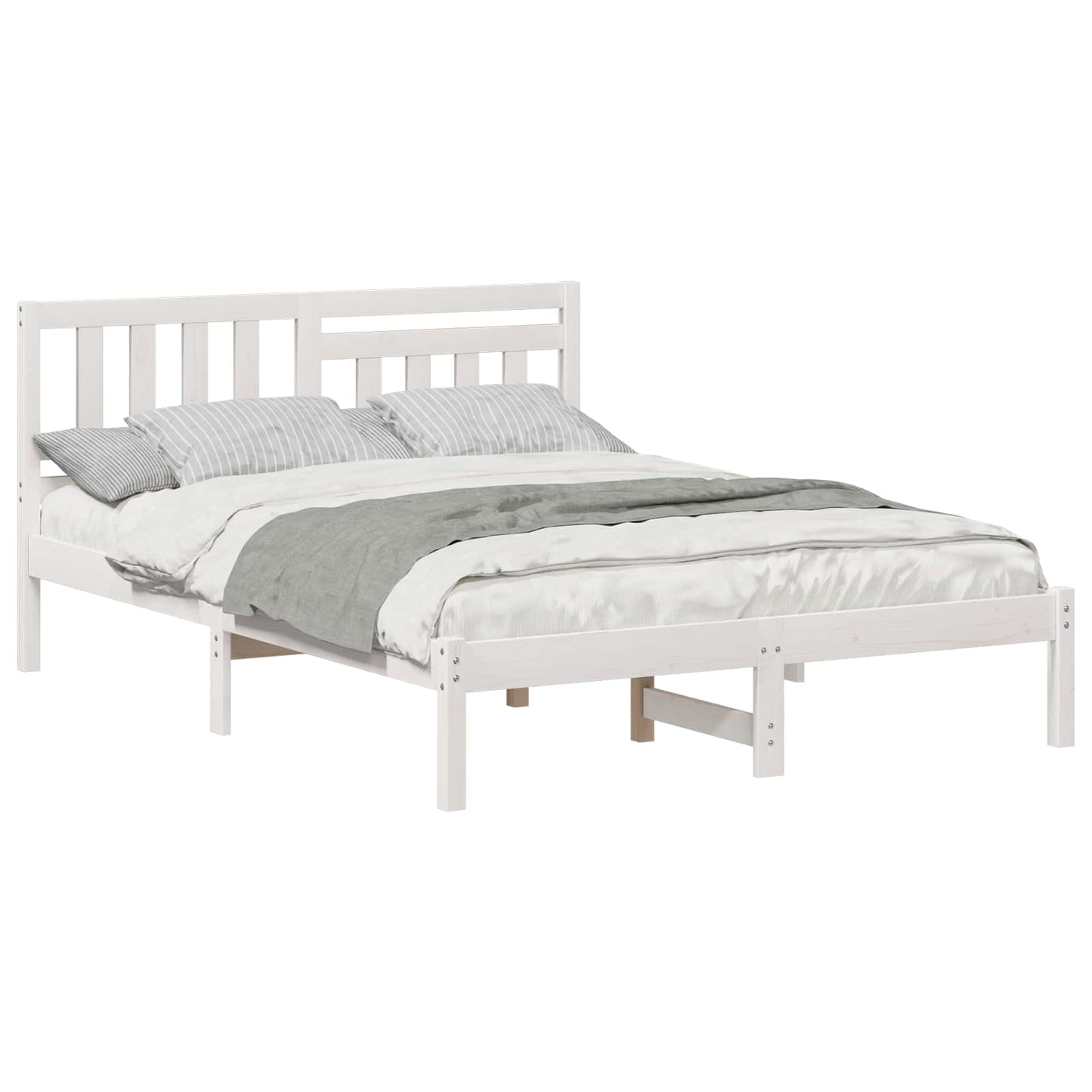 Bed Frame with Headboard White 120 x 200 cm Solid Pine Wood