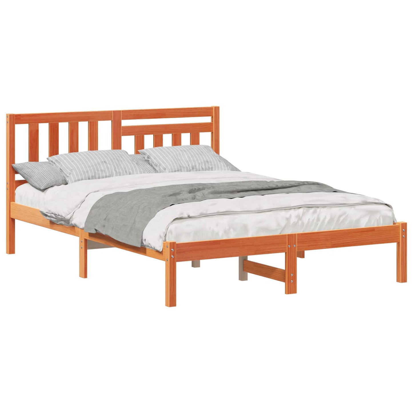 Bed Frame with Headboard Wax Brown 120 x 200 cm Solid Pine Wood