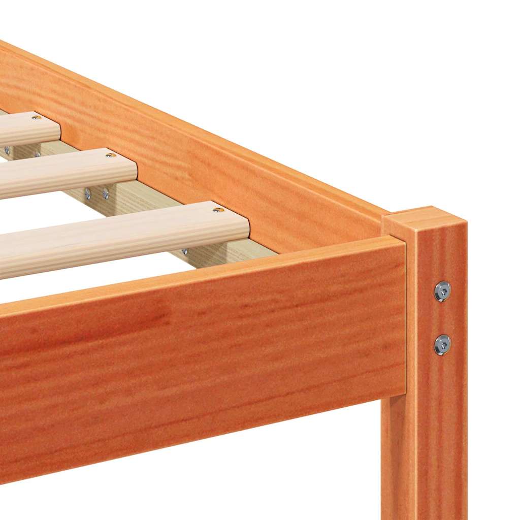 Bed Frame with Headboard Wax Brown 140 x 190 cm Solid Pine Wood