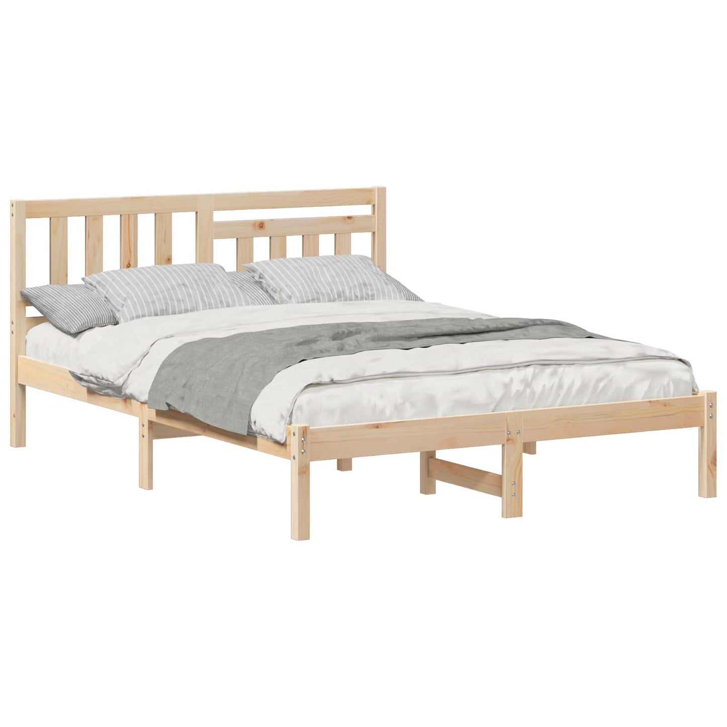 Bed Frame with Headboard Brown 135 x 190 cm Solid Pine Wood