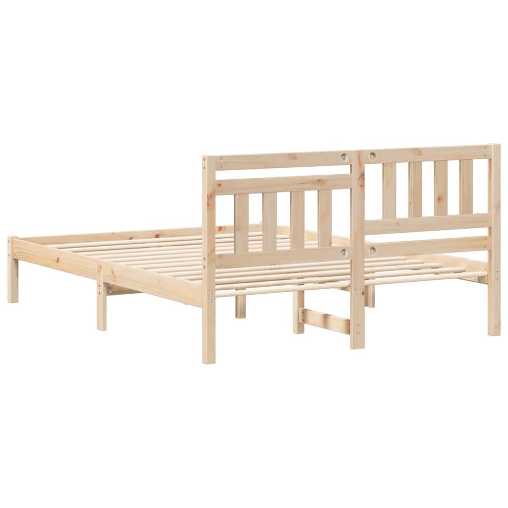 Bed Frame with Headboard Brown 135 x 190 cm Solid Pine Wood