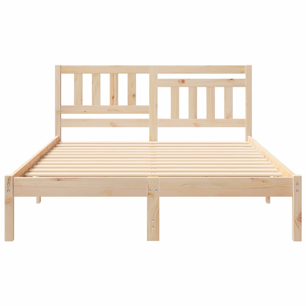 Bed Frame with Headboard Brown 135 x 190 cm Solid Pine Wood