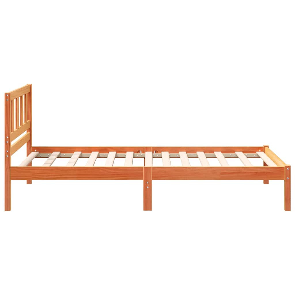Bed Frame with Headboard Wax Brown 80 x 200 cm Solid Pine Wood