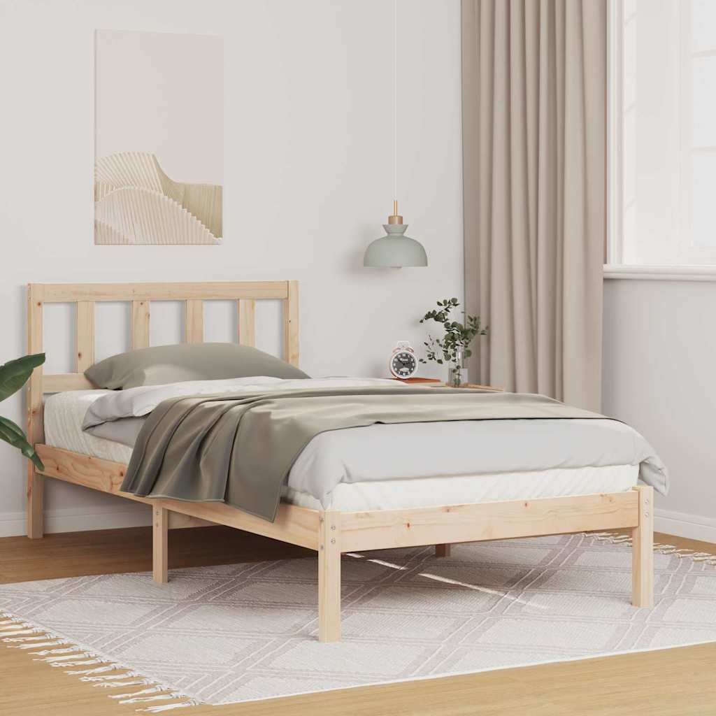 Bed Frame with Headboard Brown 90 x 200 cm Solid Pine Wood