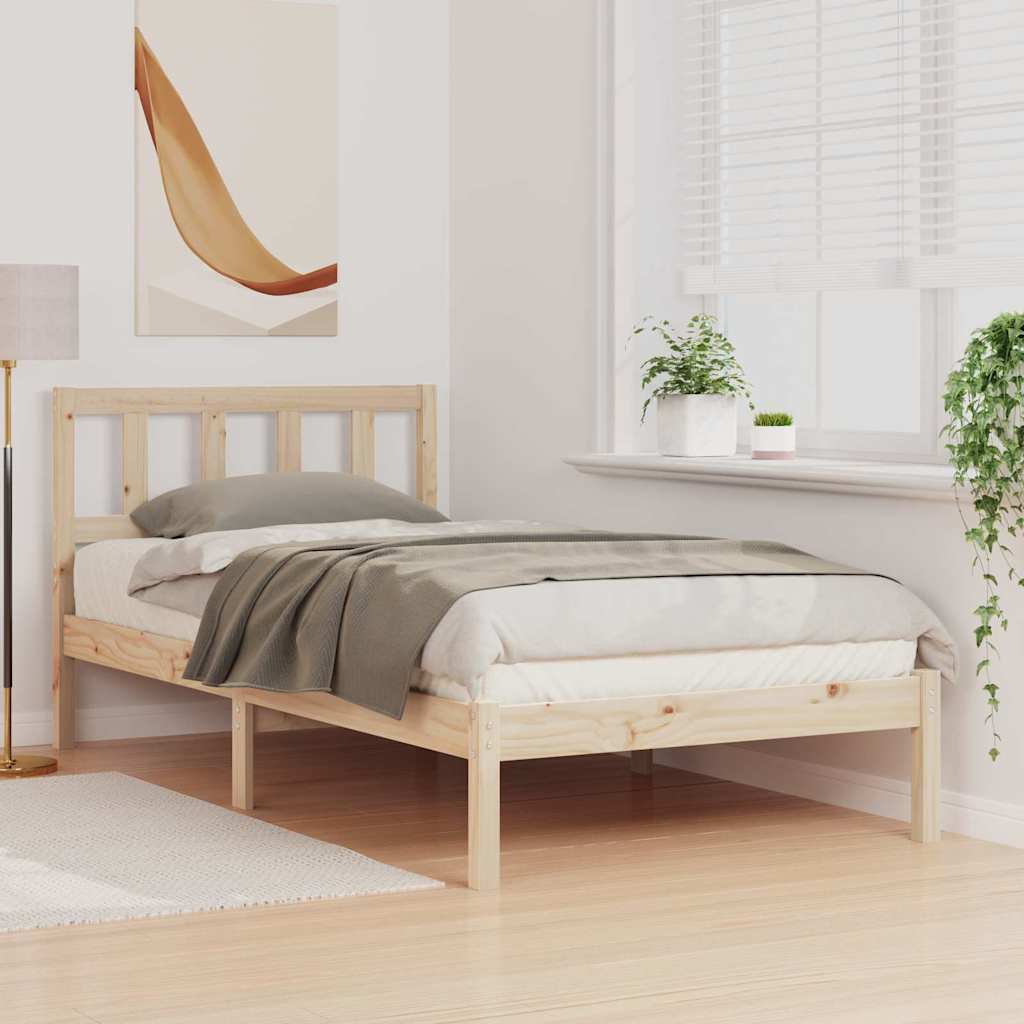 Bed Frame with Headboard Brown 100 x 200 cm Solid Pine Wood