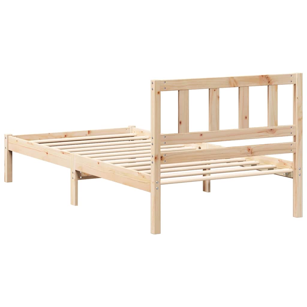 Bed Frame with Headboard Brown 90 x 190 cm Solid Pine Wood