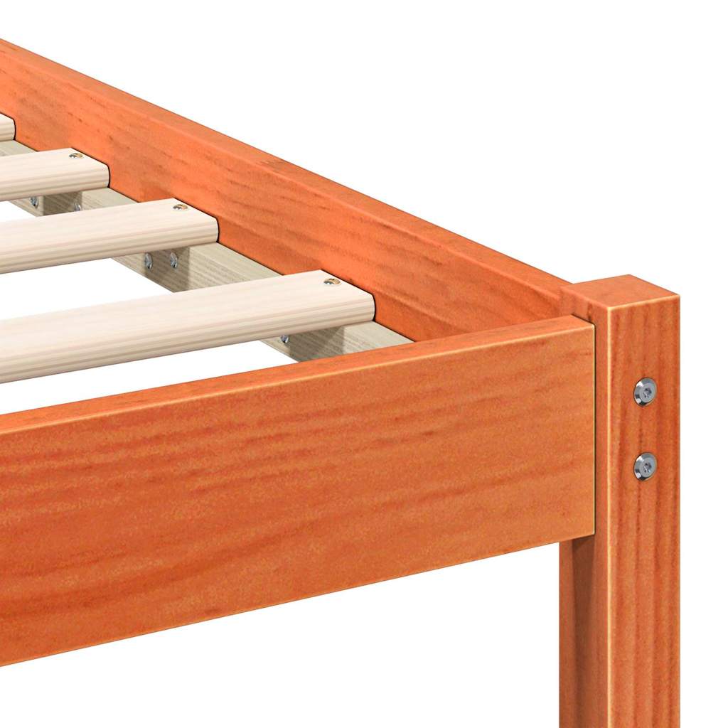 Bed Frame with Headboard Wax Brown 90 x 190 cm Solid Pine Wood