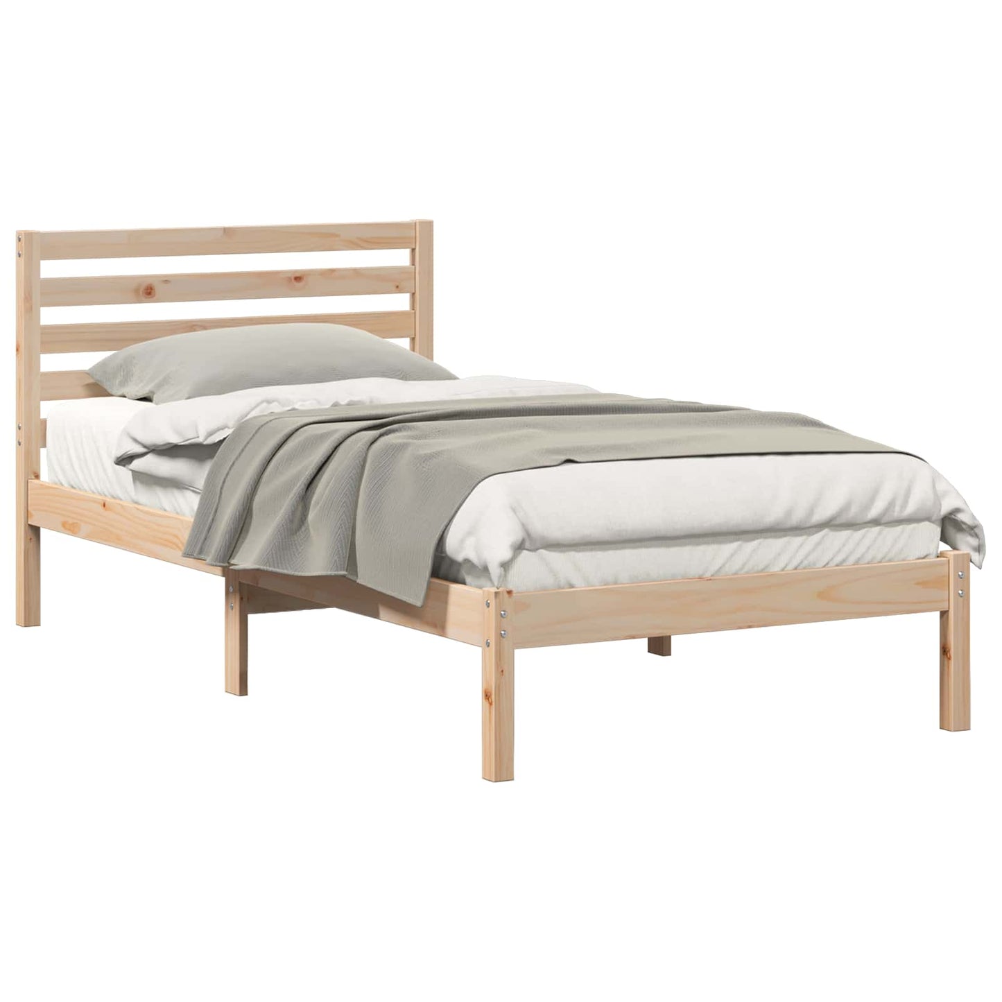 Bed Frame with Headboard Brown 90 x 200 cm Solid Pine Wood