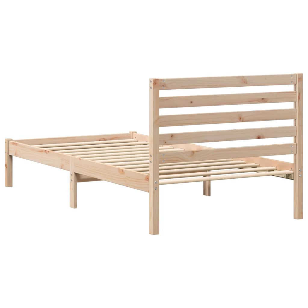 Bed Frame with Headboard Brown 90 x 200 cm Solid Pine Wood