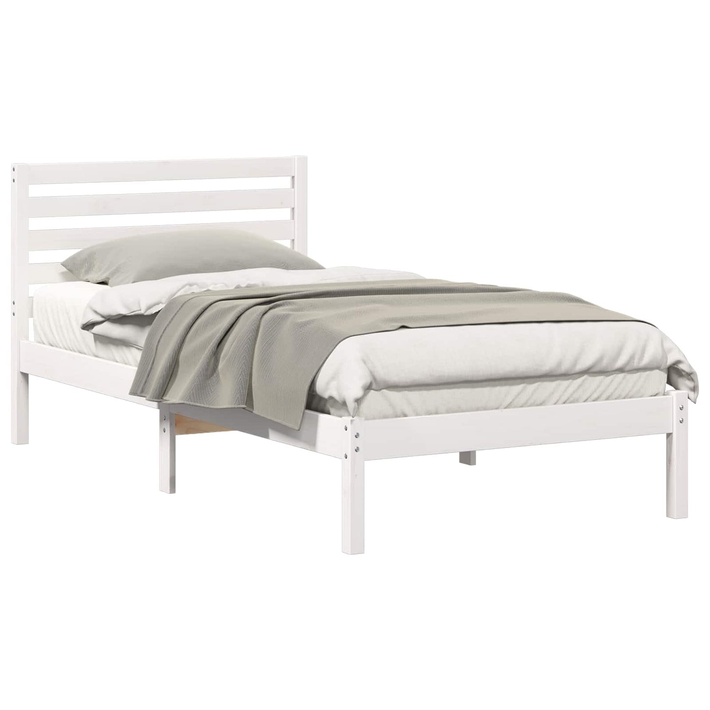 Bed Frame with Headboard White 90 x 200 cm Solid Pine Wood
