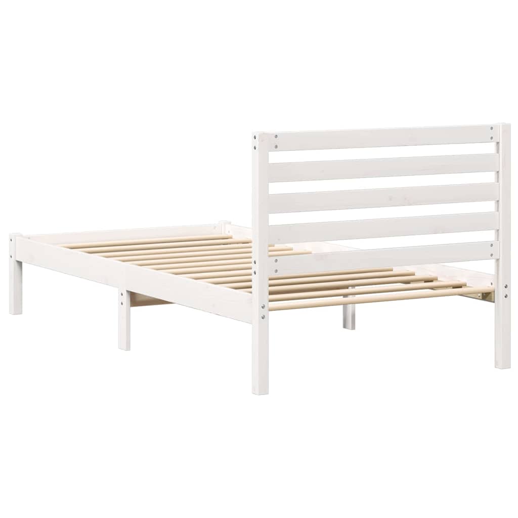 Bed Frame with Headboard White 90 x 200 cm Solid Pine Wood
