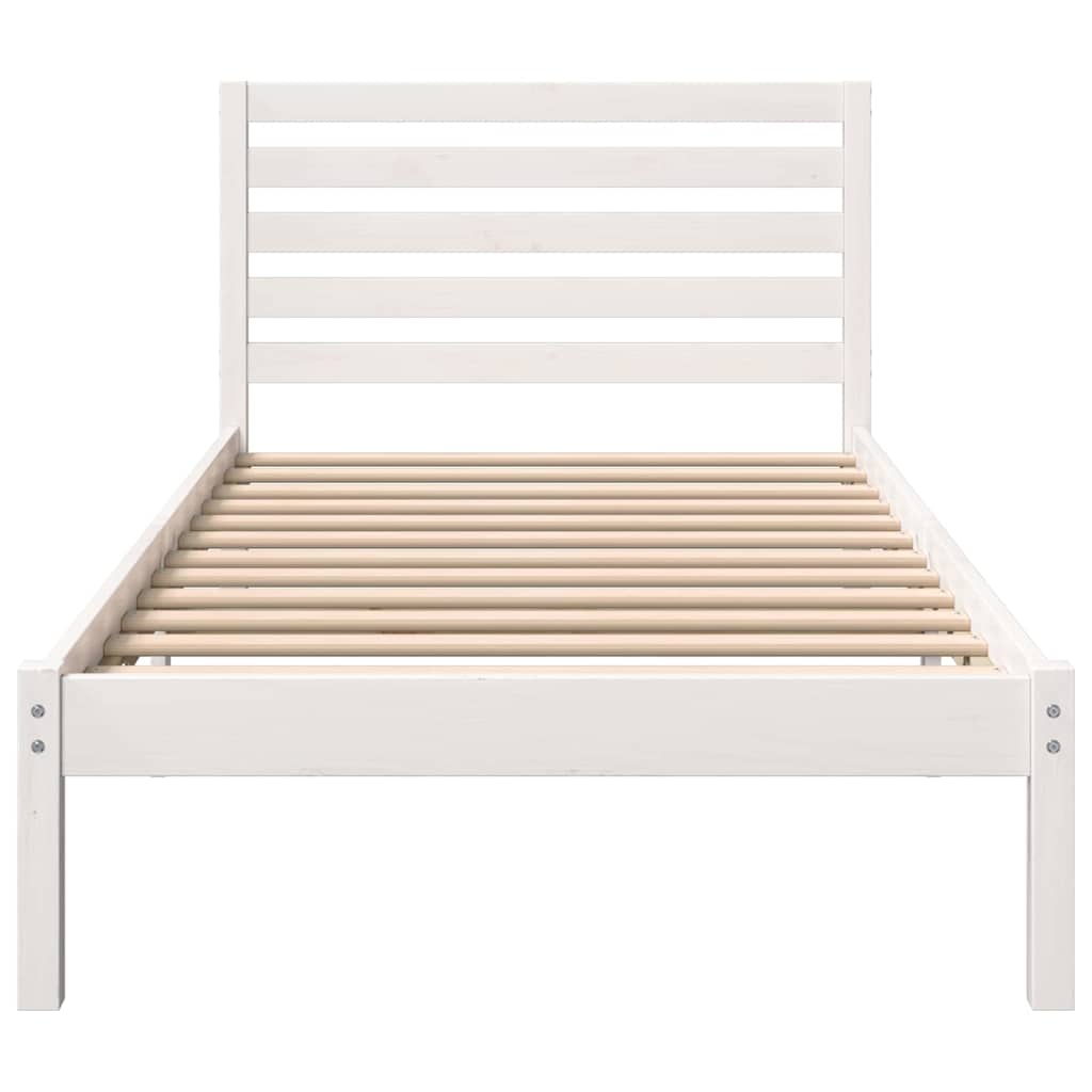 Bed Frame with Headboard White 90 x 200 cm Solid Pine Wood