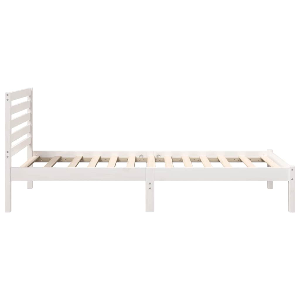 Bed Frame with Headboard White 90 x 200 cm Solid Pine Wood