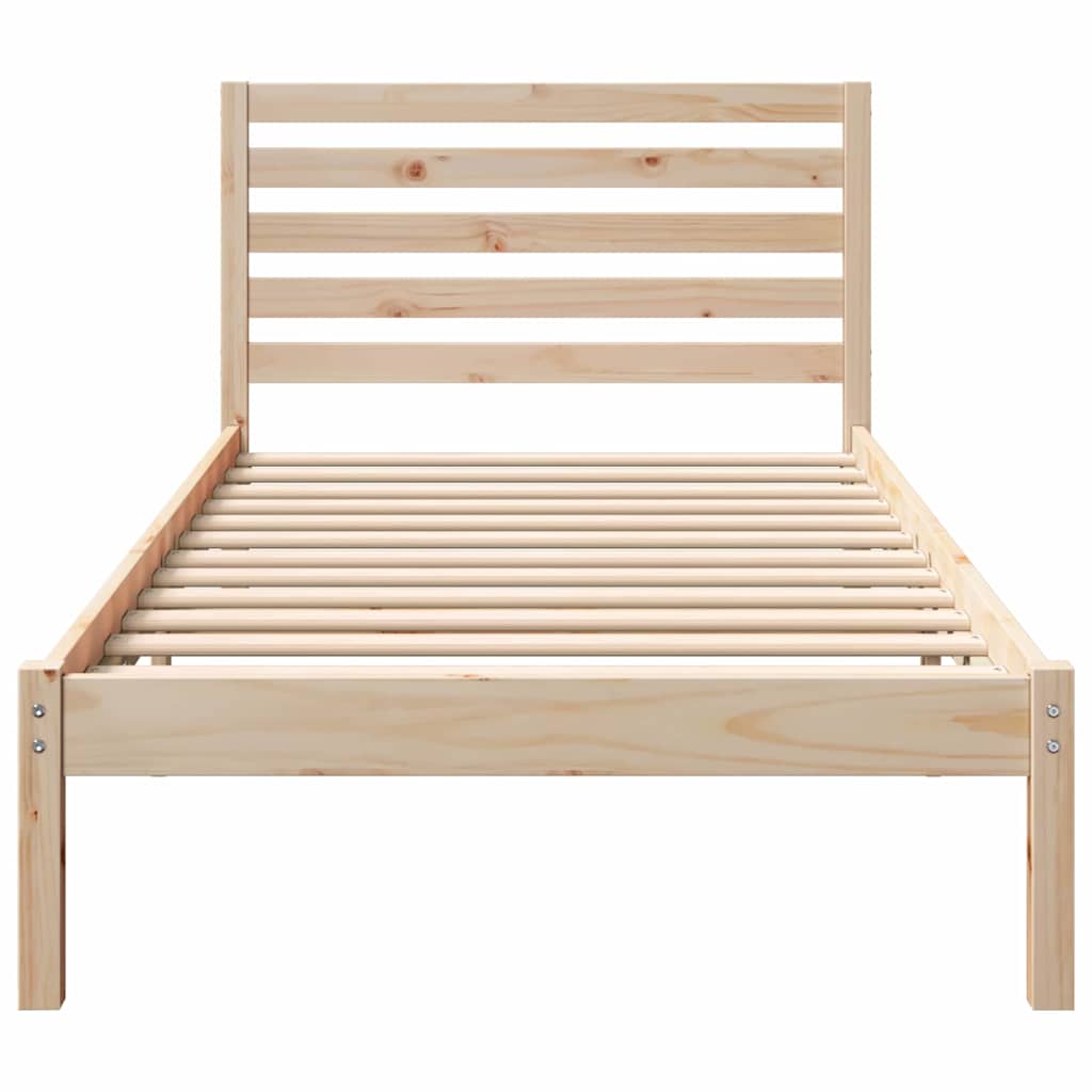Bed Frame with Headboard Brown 100 x 200 cm Solid Pine Wood