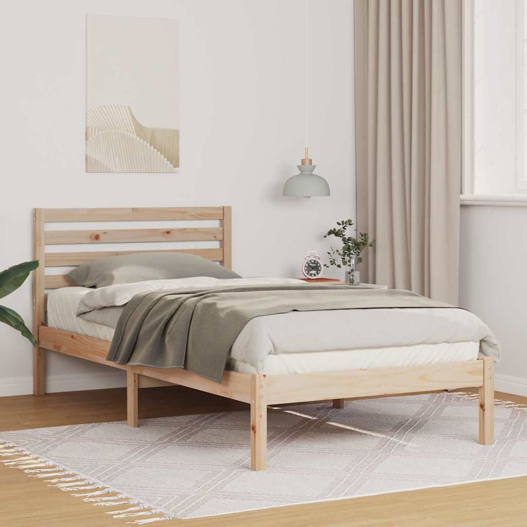 Bed Frame with Headboard Brown 90 x 190 cm Solid Pine Wood