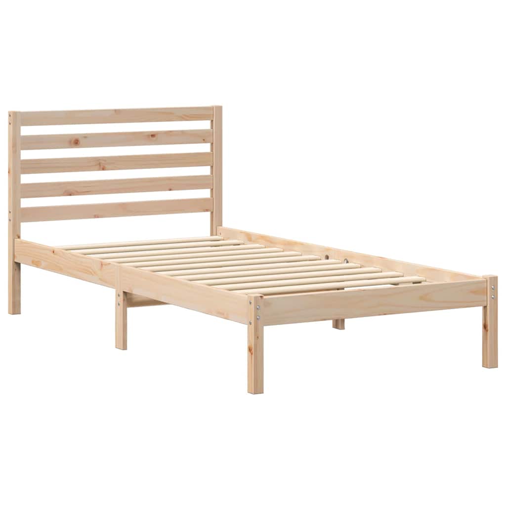 Bed Frame with Headboard Brown 75 x 190 cm Solid Pine Wood