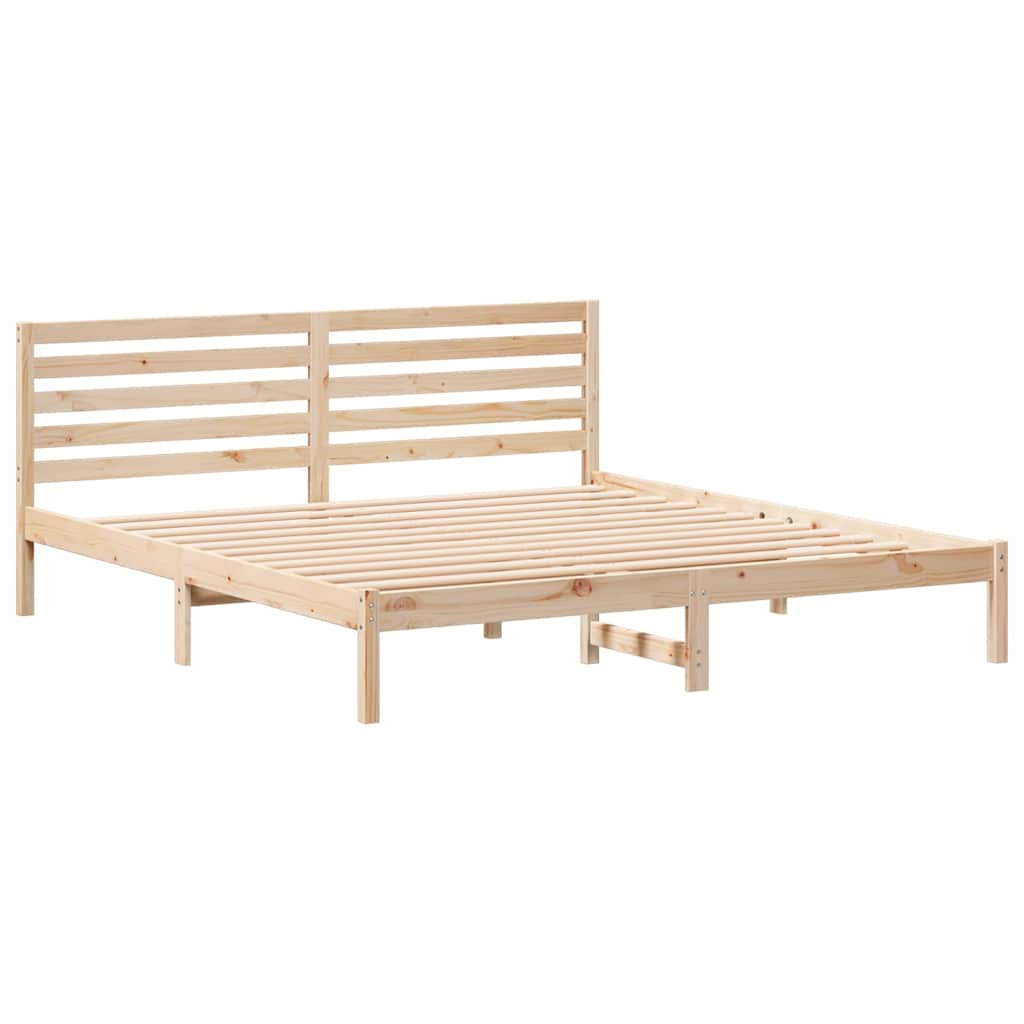 Bed Frame with Headboard Brown 200 x 200 cm Solid Pine Wood