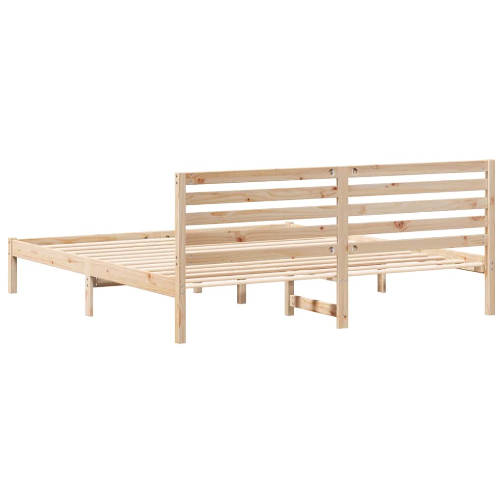 Bed Frame with Headboard Brown 200 x 200 cm Solid Pine Wood