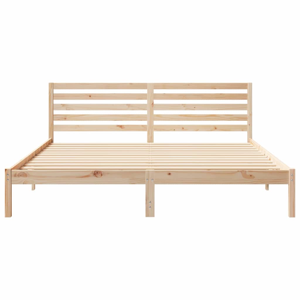 Bed Frame with Headboard Brown 180 x 200 cm Solid Pine Wood
