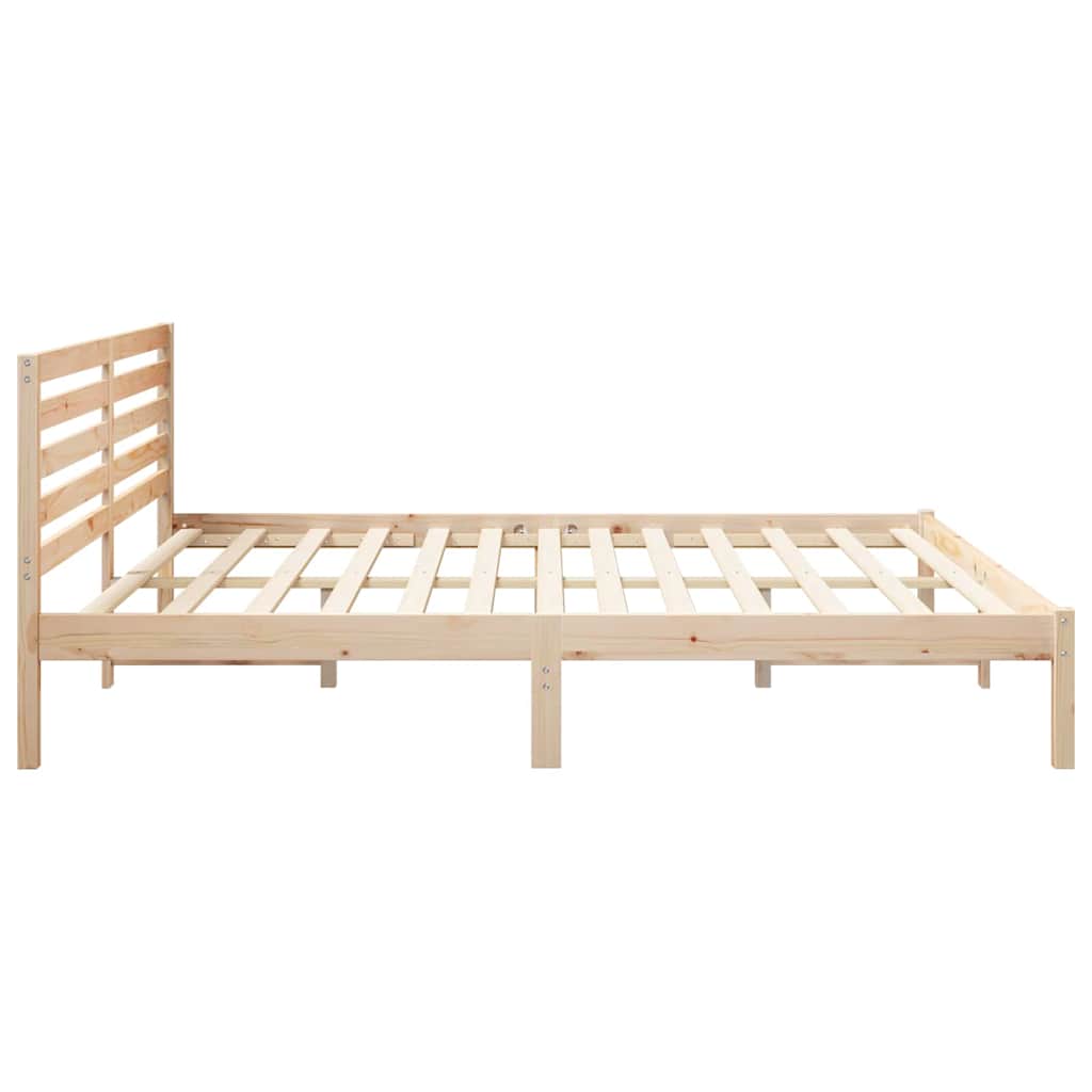 Bed Frame with Headboard Brown 180 x 200 cm Solid Pine Wood