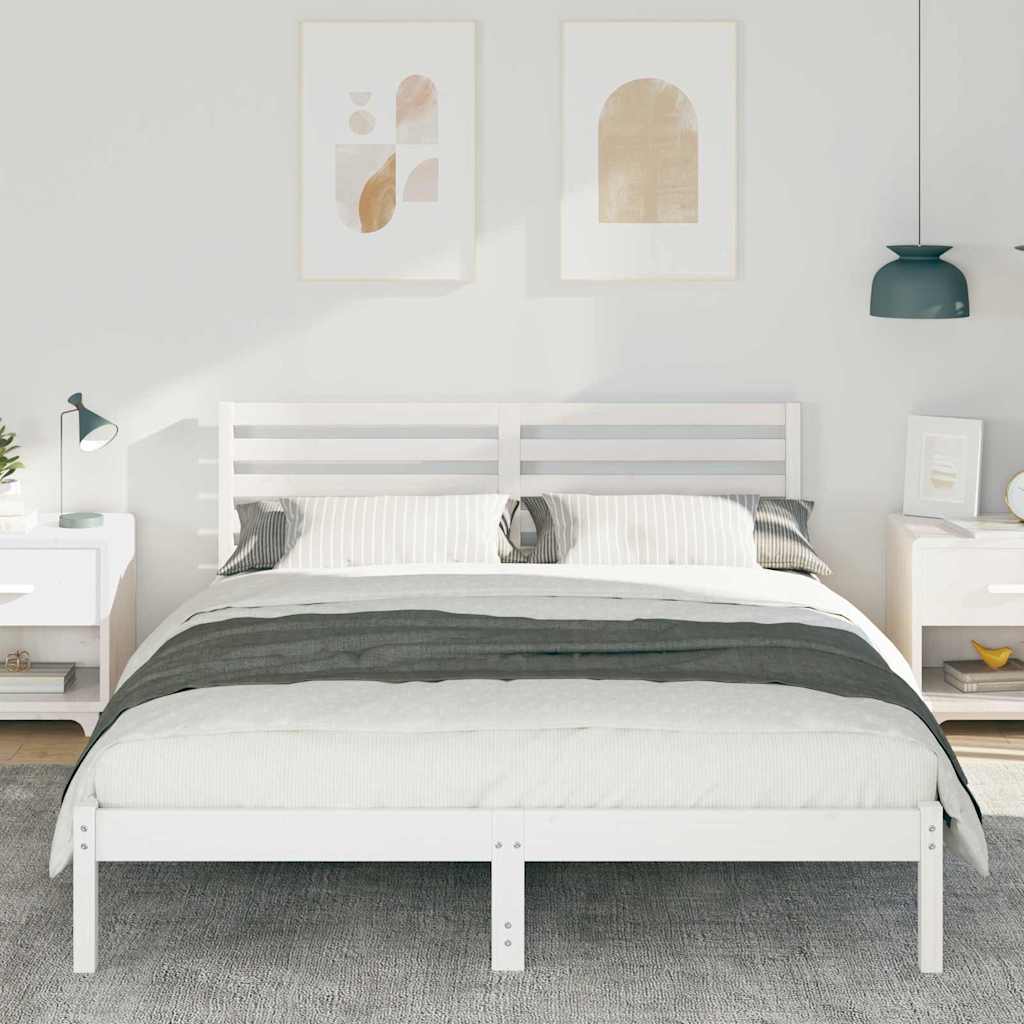 Bed Frame with Headboard White 180 x 200 cm Solid Pine Wood