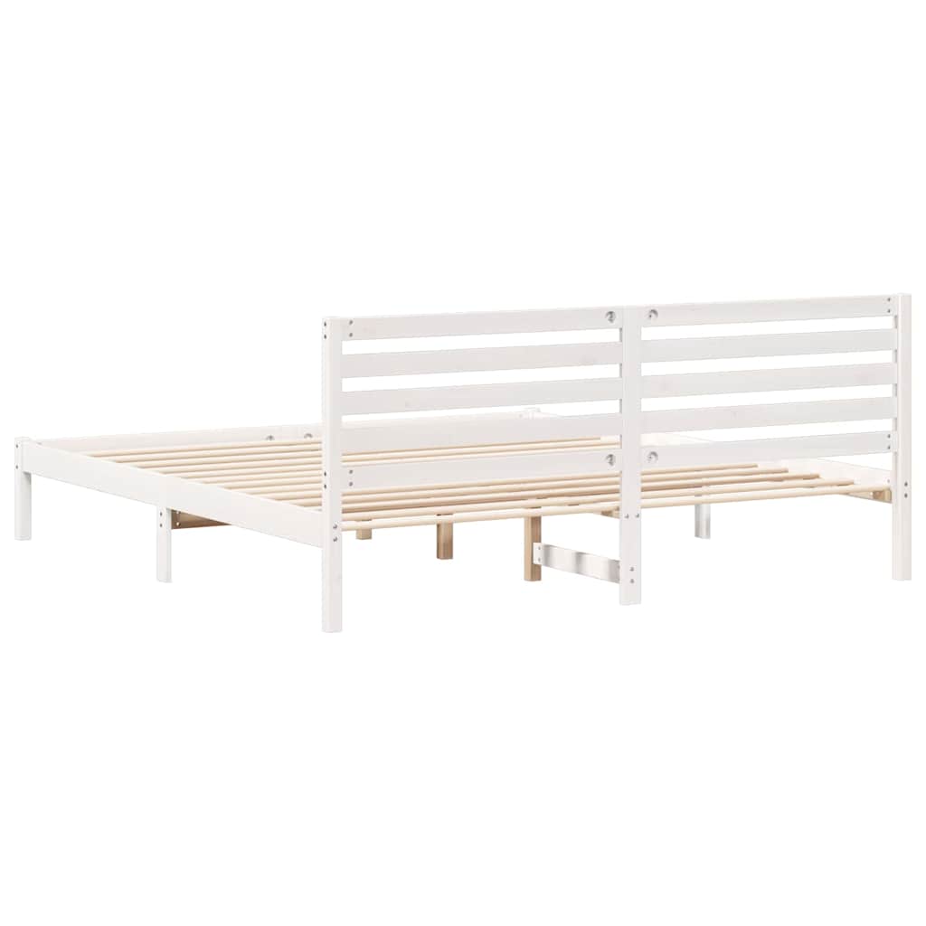 Bed Frame with Headboard White 180 x 200 cm Solid Pine Wood