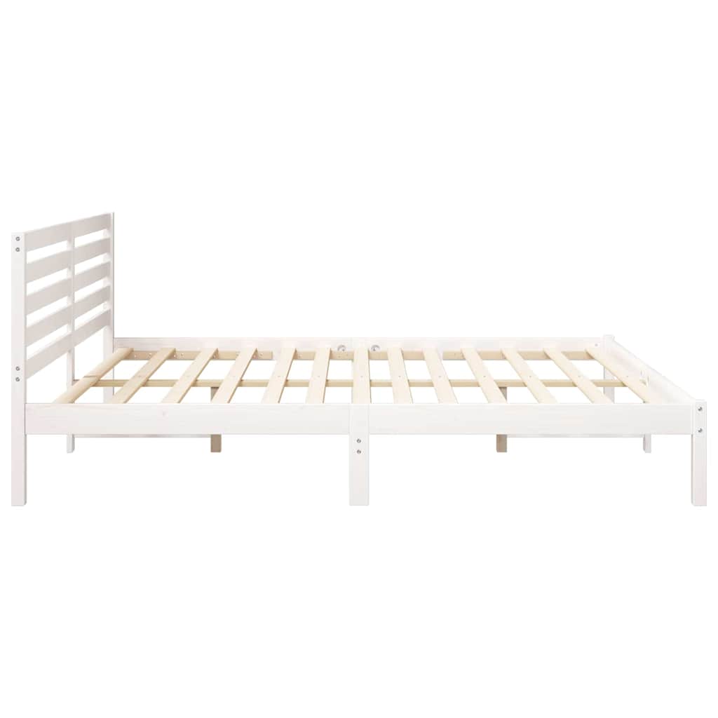 Bed Frame with Headboard White 180 x 200 cm Solid Pine Wood