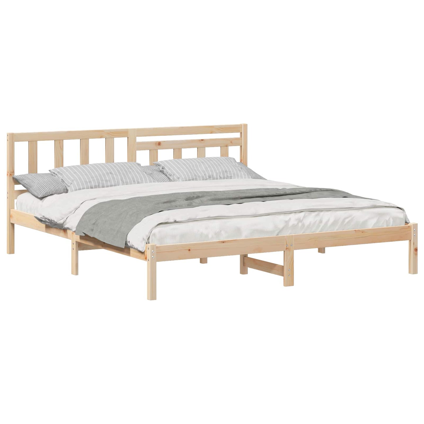 Bed Frame with Headboard Brown 140 x 200 cm Solid Pine Wood
