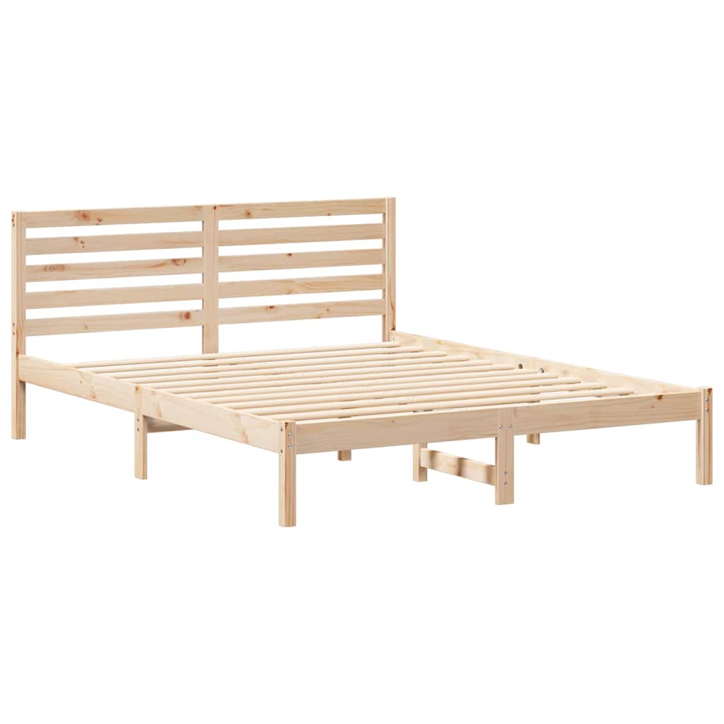Bed Frame with Headboard Brown 140 x 200 cm Solid Pine Wood
