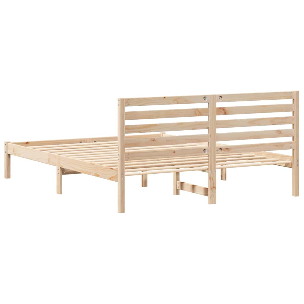 Bed Frame with Headboard Brown 140 x 200 cm Solid Pine Wood