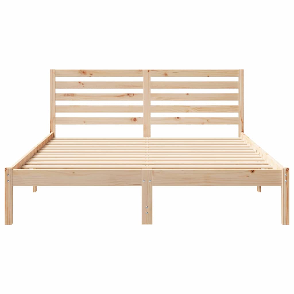 Bed Frame with Headboard Brown 140 x 200 cm Solid Pine Wood