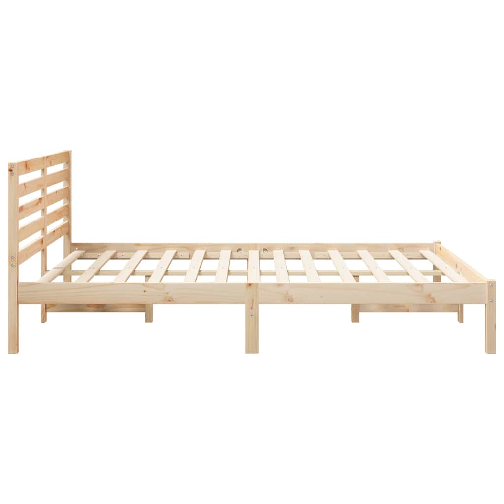 Bed Frame with Headboard Brown 140 x 200 cm Solid Pine Wood