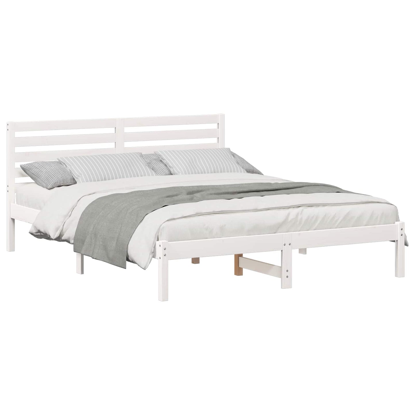 Bed Frame with Headboard White 140 x 200 cm Solid Pine Wood