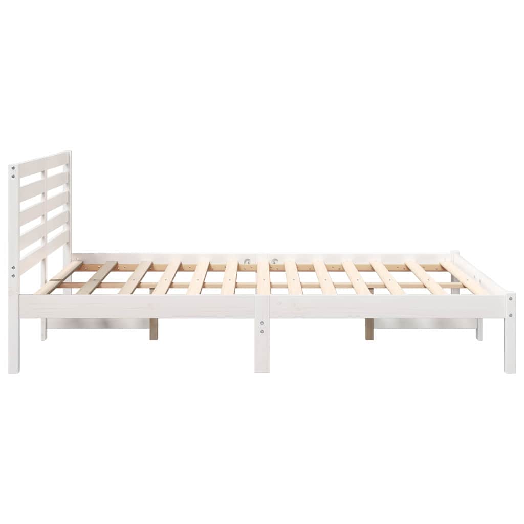 Bed Frame with Headboard White 120 x 200 cm Solid Pine Wood