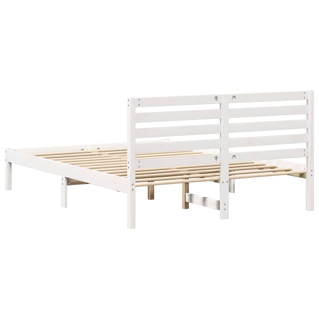 Bed Frame with Headboard White 120 x 190 cm Solid Pine Wood