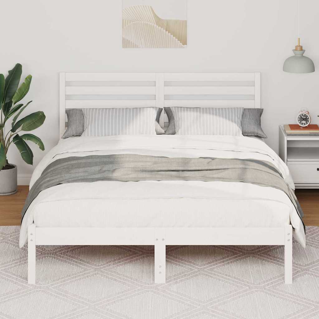 Bed Frame with Headboard White 140 x 190 cm Solid Pine Wood
