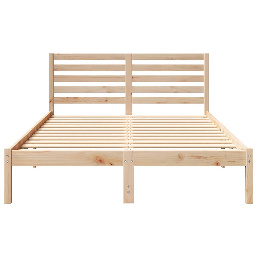 Bed Frame with Headboard Brown 135 x 190 cm Solid Pine Wood