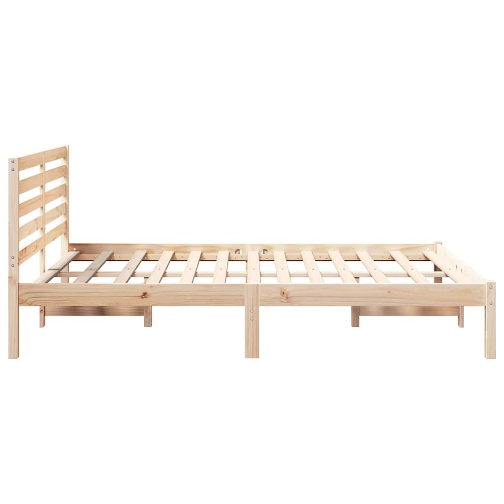 Bed Frame with Headboard Brown 135 x 190 cm Solid Pine Wood