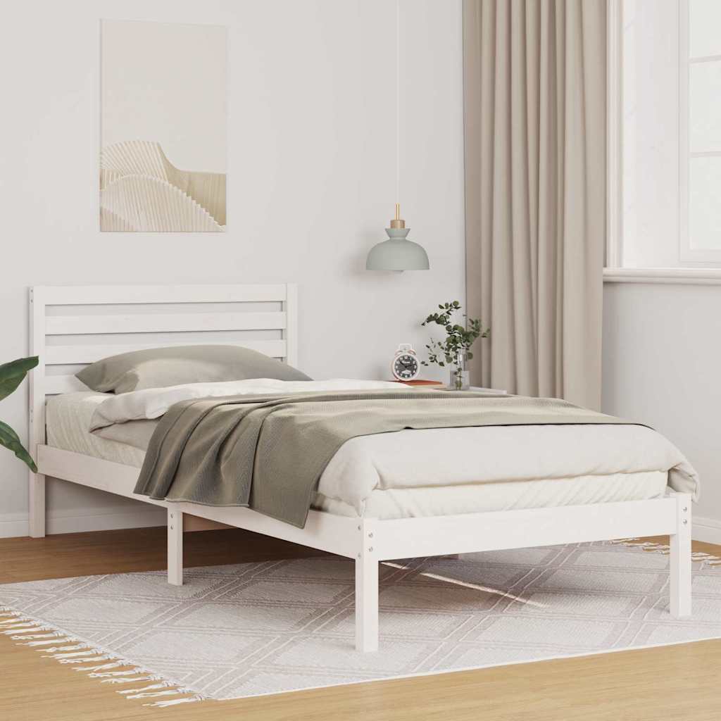 Bed Frame with Headboard White 80 x 210 cm Solid Pine Wood