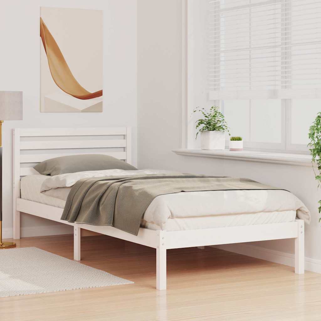 Bed Frame with Headboard White 80 x 210 cm Solid Pine Wood