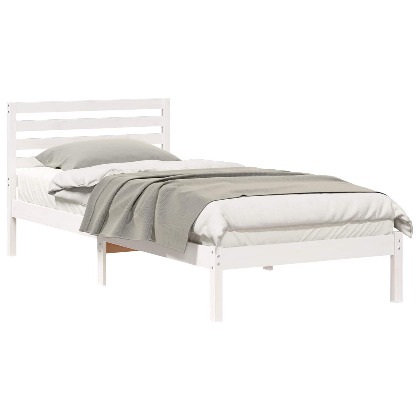 Bed Frame with Headboard White 80 x 210 cm Solid Pine Wood